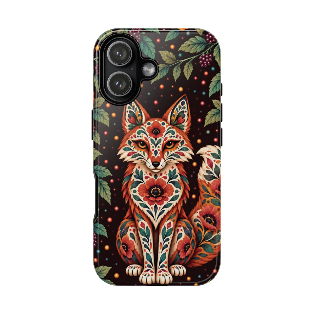 Vibrant Terracotta and Teal Calavera Fox Phone Case - Multicolor Phone Case - iPhone 17 / Glossy
