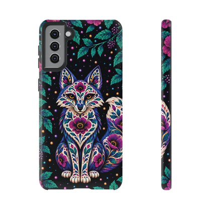 Vibrant Purple and Teal Calavera Fox Phone Case - Multicolor Phone Case - Samsung Galaxy S21 Plus / Glossy