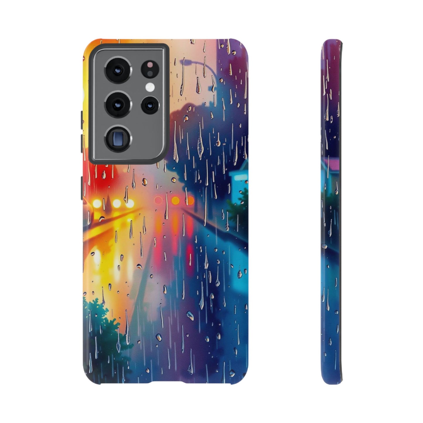 Samsung Galaxy S21 Ultra / Glossy Phone Case - Electric Rain Watercolour Design Phone Case