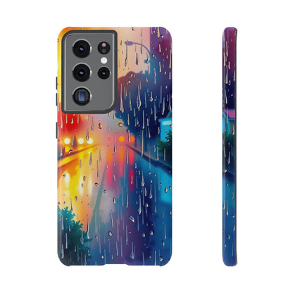Samsung Galaxy S21 Ultra / Glossy Phone Case - Electric Rain Watercolour Design Phone Case
