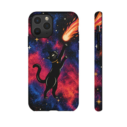 Whimsical Multicolour Celestial Black Cat Phone Case