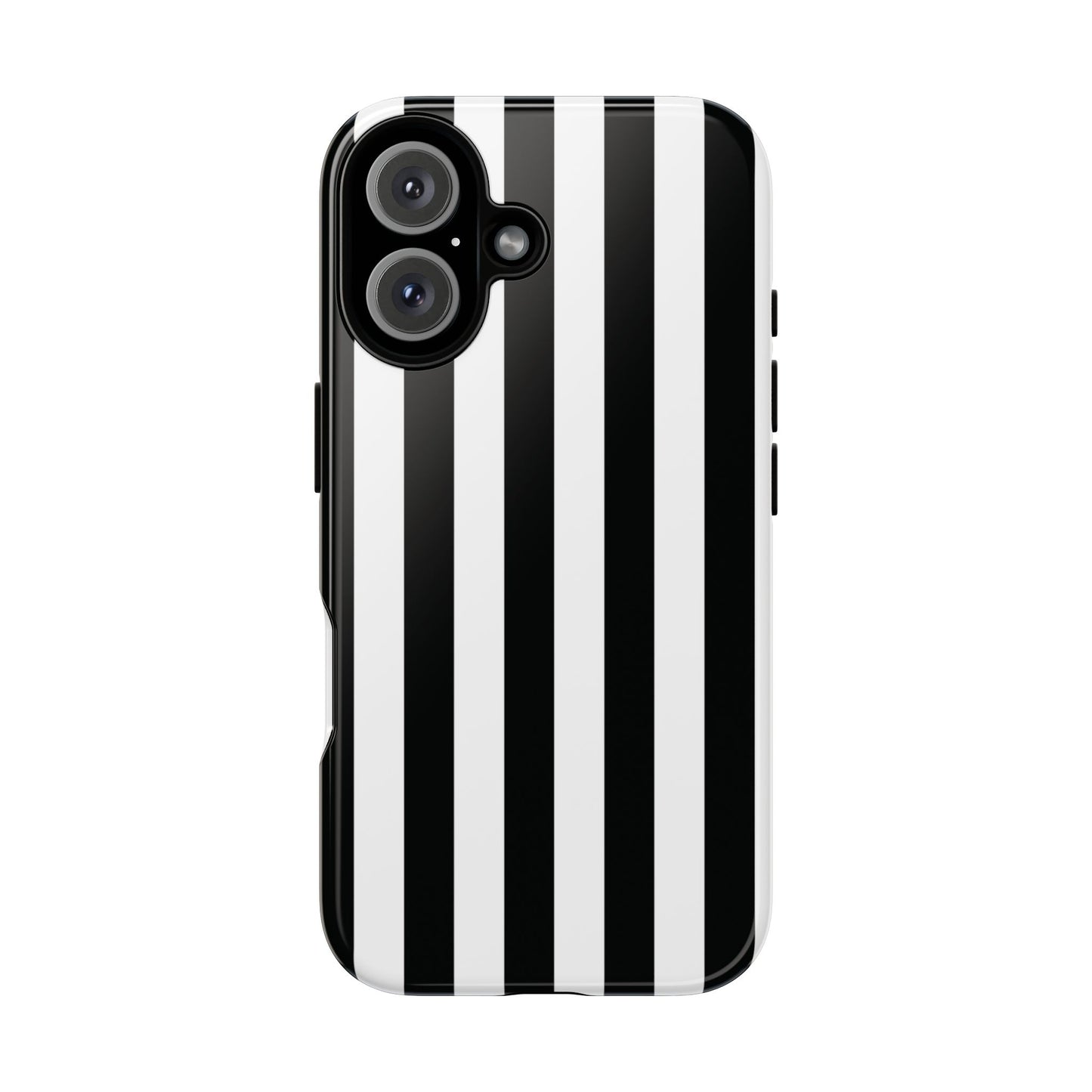 iPhone 16 / Glossy Phone Case - Simple Black & White Stripe Pattern Phone Case