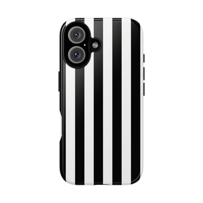 iPhone 16 / Glossy Phone Case - Simple Black & White Stripe Pattern Phone Case