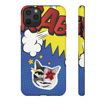 iPhone 11 Pro Max / Glossy Phone Case - Bold Blue Pop Art Cat Phone Case