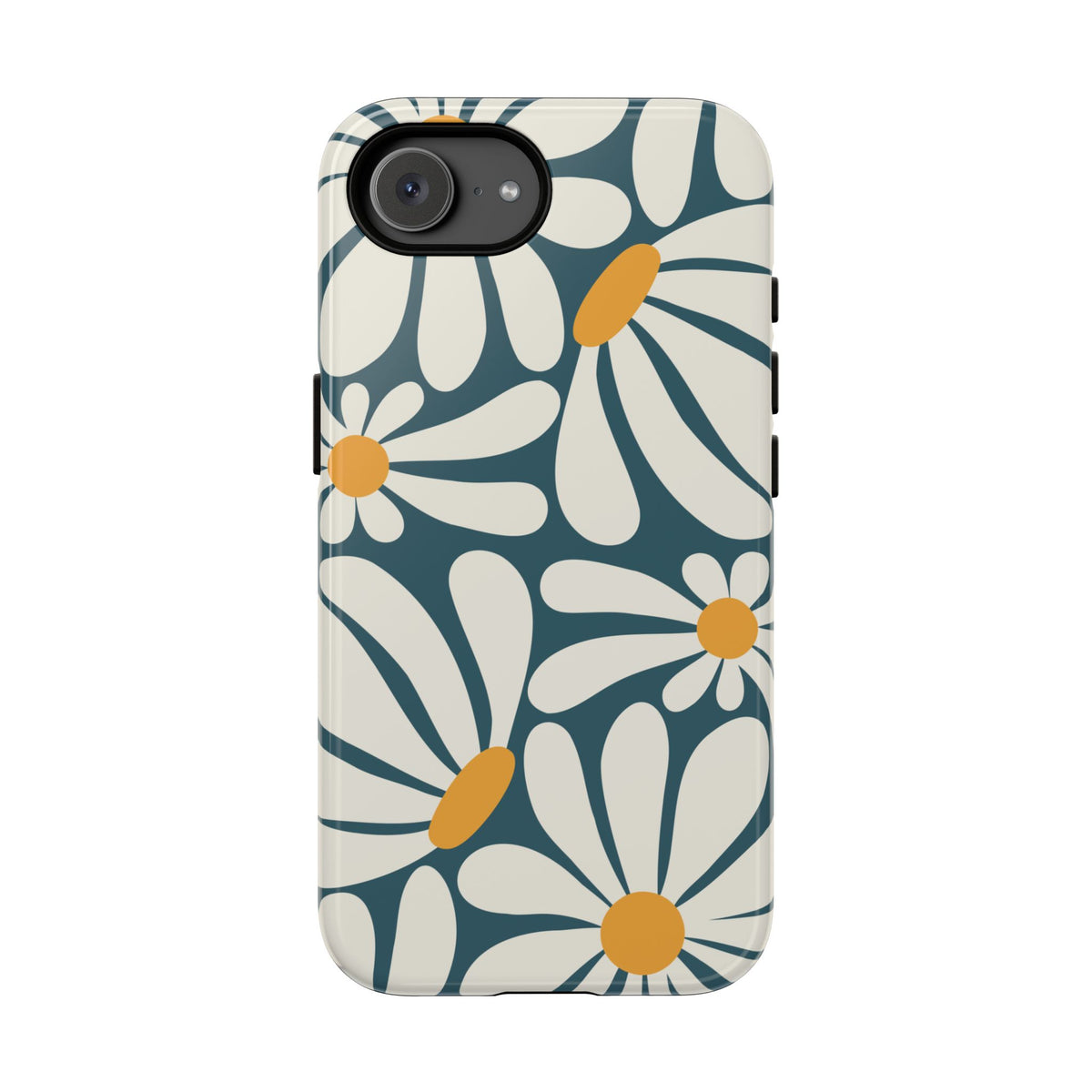Retro Blue Daisy Pattern Phone Case - Blue Phone Case - iPhone 17e / Glossy