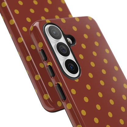 Trendy Brown & Mustard Dot Pattern Phone Case - Brown Phone Case