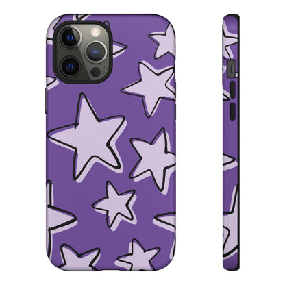Violet Purple Doodle Star Phone Case