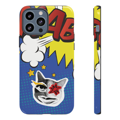 iPhone 13 Pro Max / Glossy Phone Case - Bold Blue Pop Art Cat Phone Case