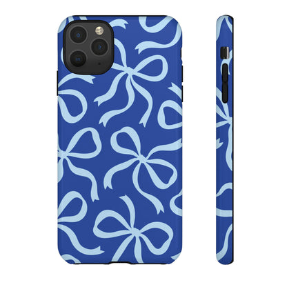 Bold Cobalt Blue and Powder Blue Bow Pattern Phone Case