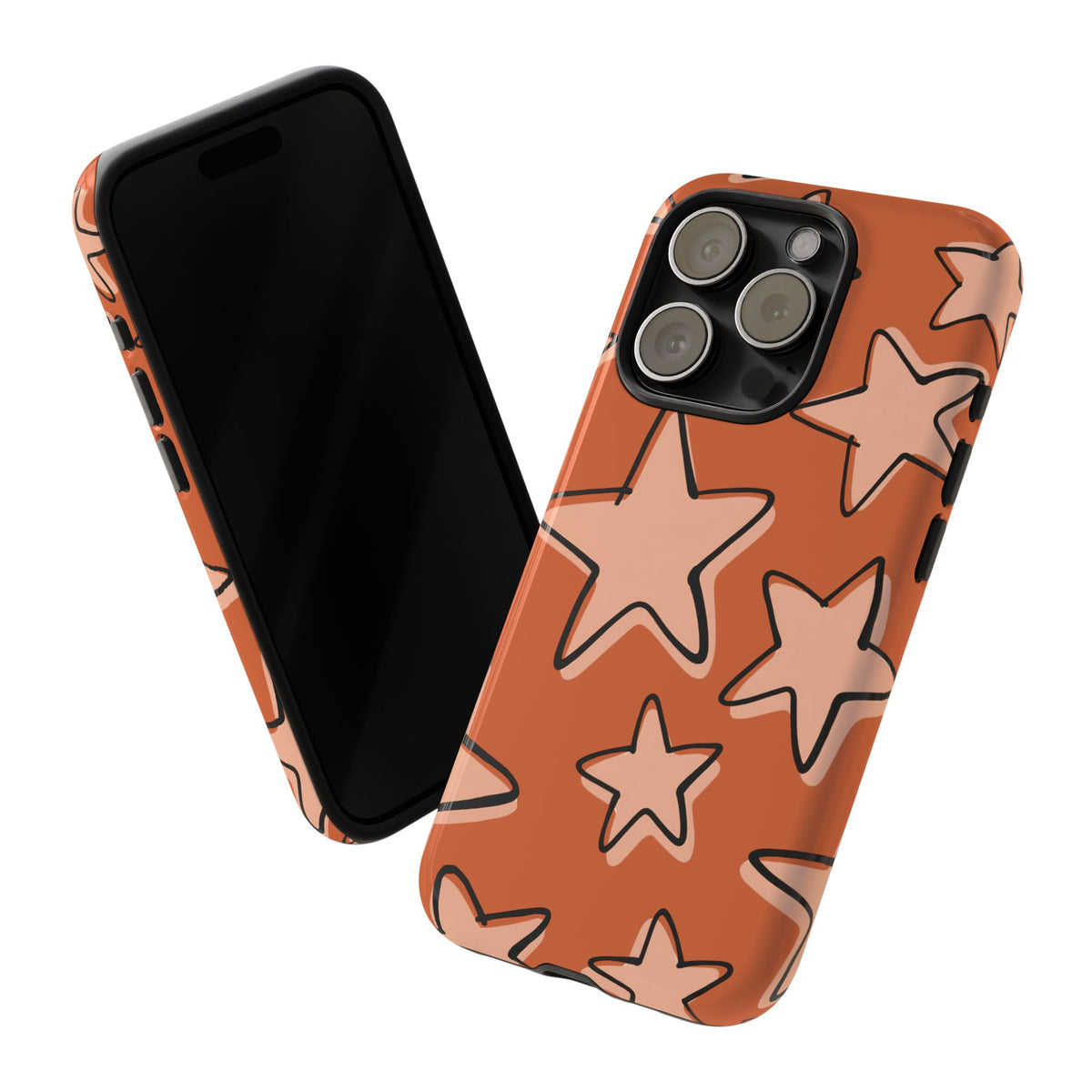 Burnt Orange Doodle Star Phone Case