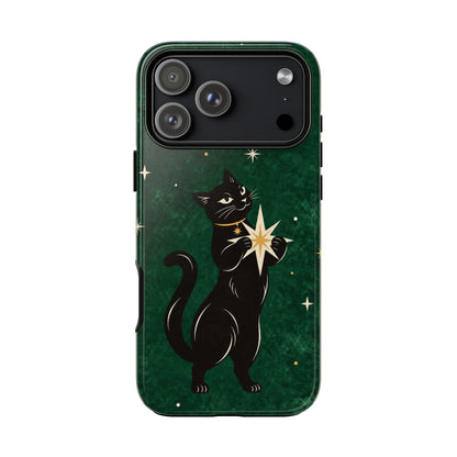 Forest Green Celestial Black Cat Phone Case - Green Phone Case - iPhone 18 Pro Max / Glossy