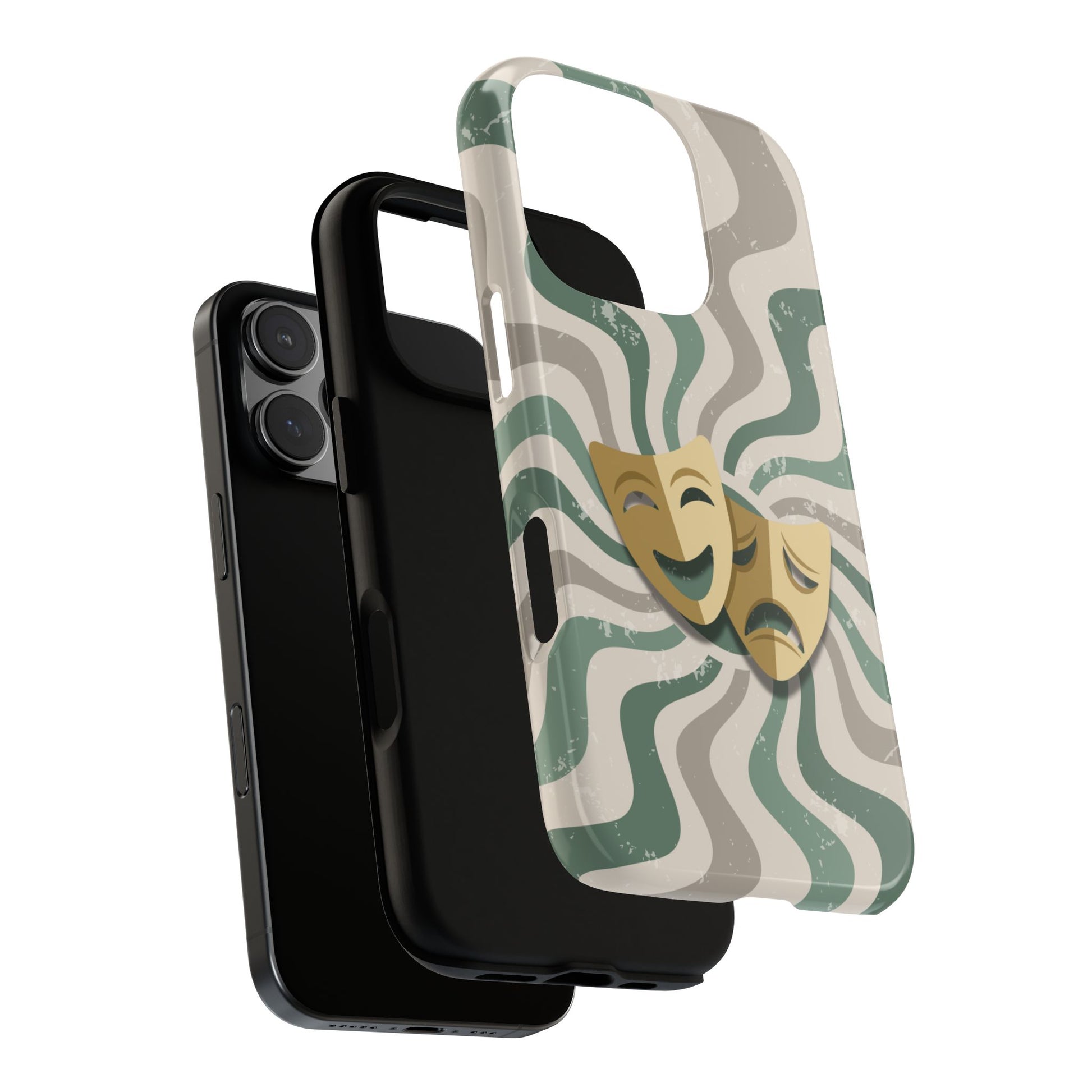 Phone Case - Comedy & Tragedy Masks – Green Minimal Retro Wave Phone Case