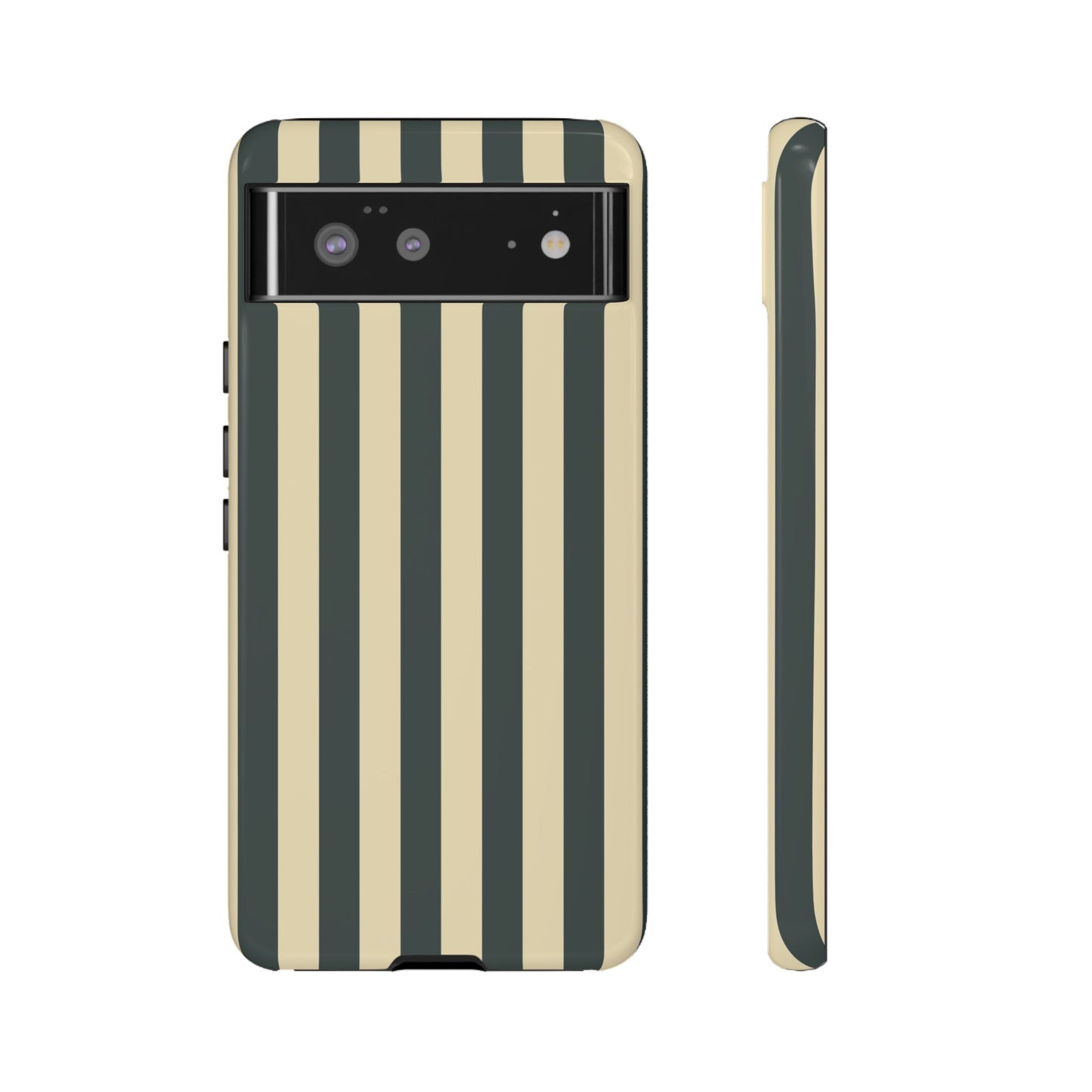 Google Pixel 6 / Glossy Phone Case - ’Green & Beige Stripe Pattern’ Phone Case