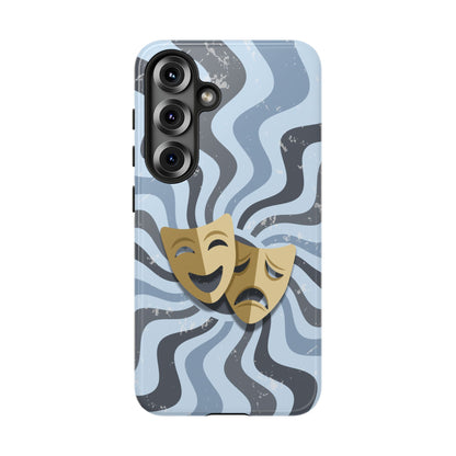 Comedy & Tragedy Masks – Blue Minimal Retro Wave Phone Case - Blue Phone Case - Samsung Galaxy S25 / Glossy