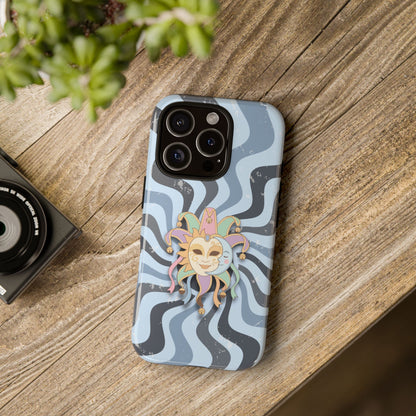 Phone Case - Sun & Moon Jester Mask – Blue Retro Wave Phone Case