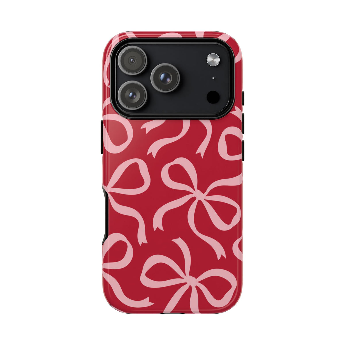 Bold Raspberry Red and Blush Pink Bow Pattern Phone Case