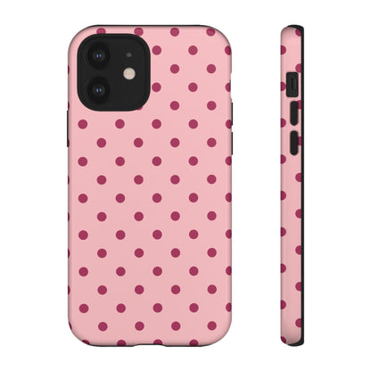 Pink with Red Dot Pattern Phone Case