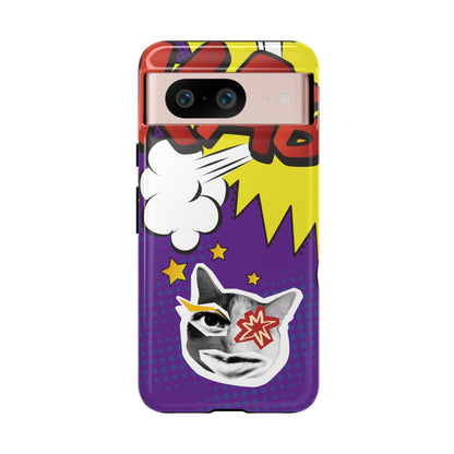Bold Purple Pop Art Cat Phone Case - Purple Phone Case - Google Pixel 8 / Glossy