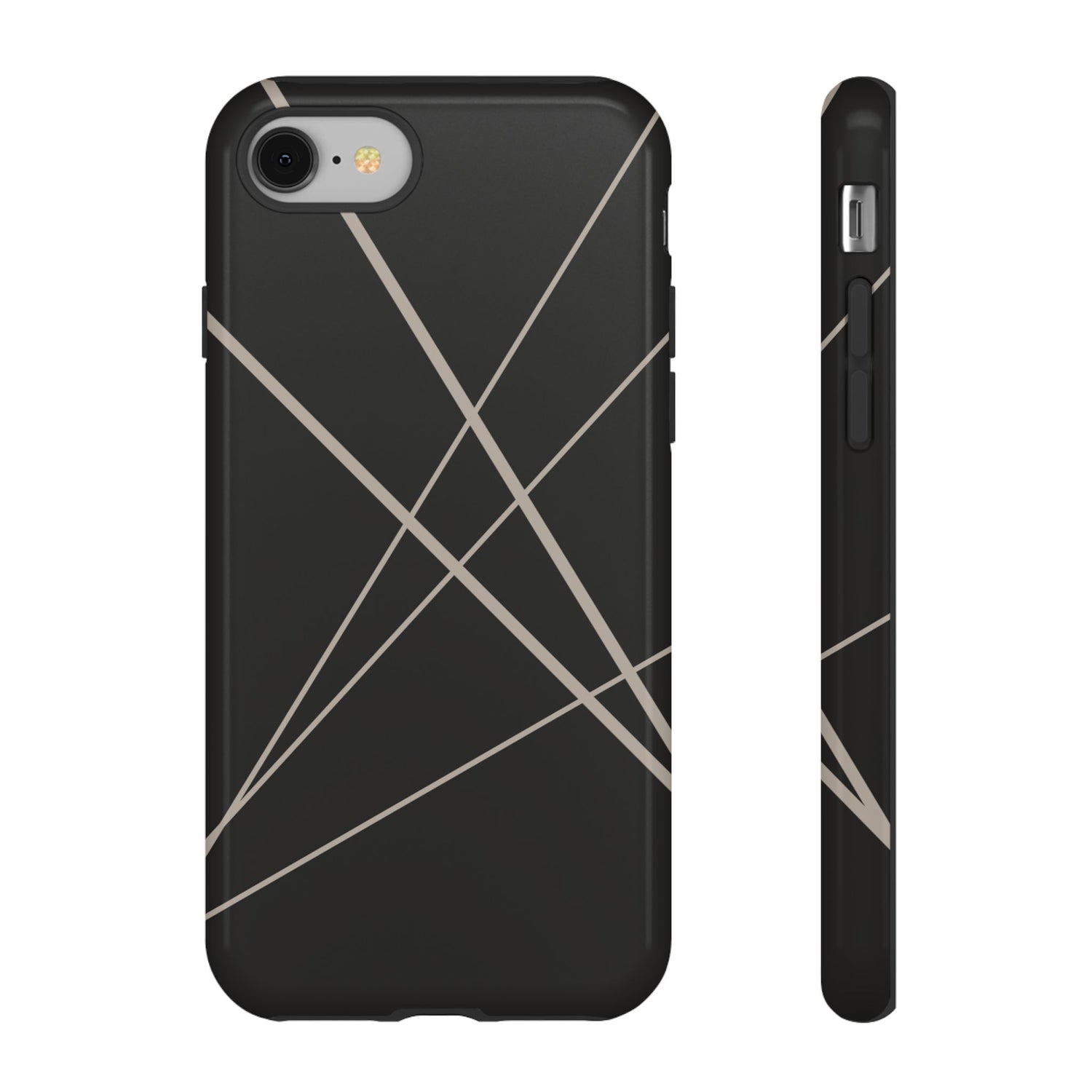 iPhone 8 / Glossy Phone Case - Abstract Black with Grey Lines Phone Case