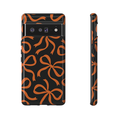 Bold Black and Burnt Orange Bow Pattern Phone Case