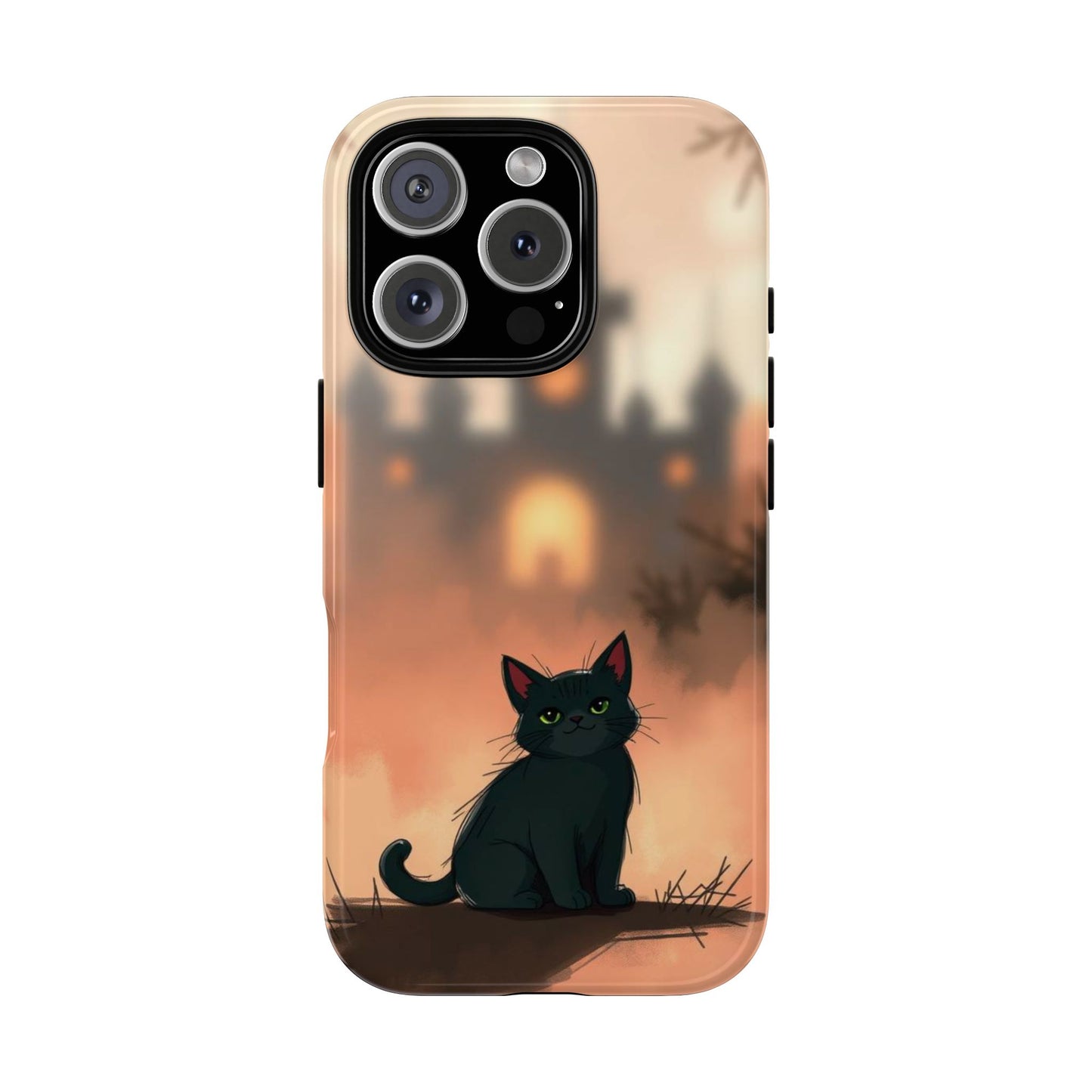 iPhone 16 Pro / Glossy Phone Case - Cute Gothic Cat Design Phone Case