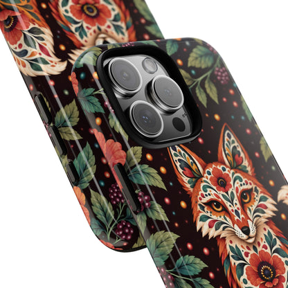 Vibrant Terracotta and Teal Calavera Fox Phone Case - Multicolor Phone Case