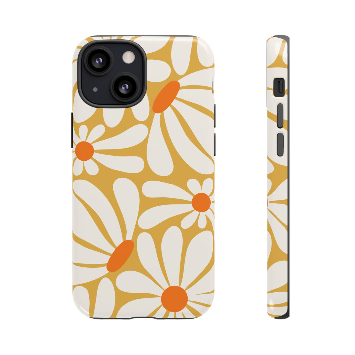 Retro Yellow Daisy Pattern Phone Case - Yellow Phone Case - iPhone 13 Mini / Glossy