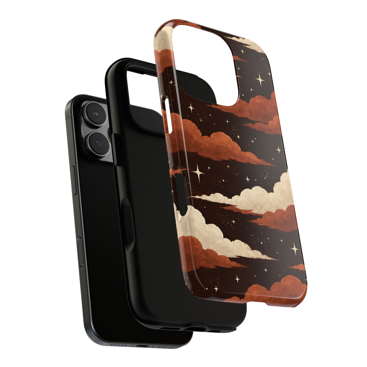 Illustrated Burnt Orange Clouds & Stars Phone Case
