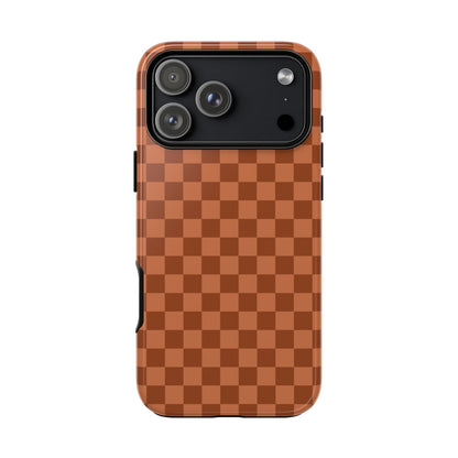 Bold Brown Small Checked Pattern Phone Case - Brown Phone Case - iPhone 18 Pro Max / Glossy