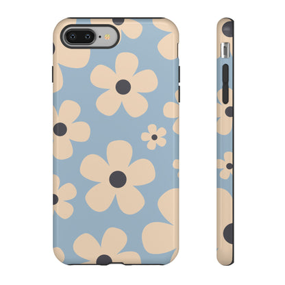 Cute Light Blue & Cream Daisy Pattern Phone Case - Blue Phone Case - iPhone 8 Plus / Glossy