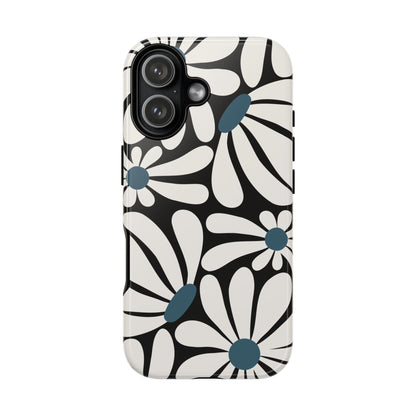 iPhone 17 / Glossy Phone Case - Retro Black Daisy Pattern Phone Case