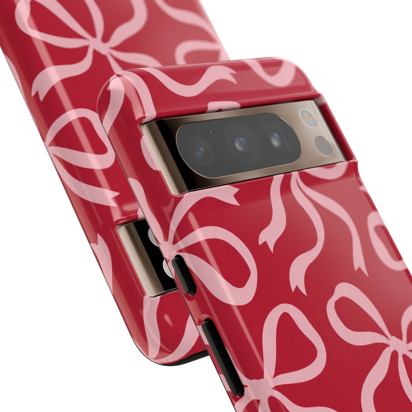 Bold Raspberry Red and Blush Pink Bow Pattern Phone Case