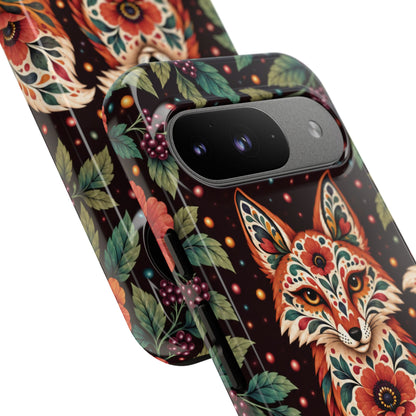 Vibrant Terracotta and Teal Calavera Fox Phone Case - Multicolor Phone Case