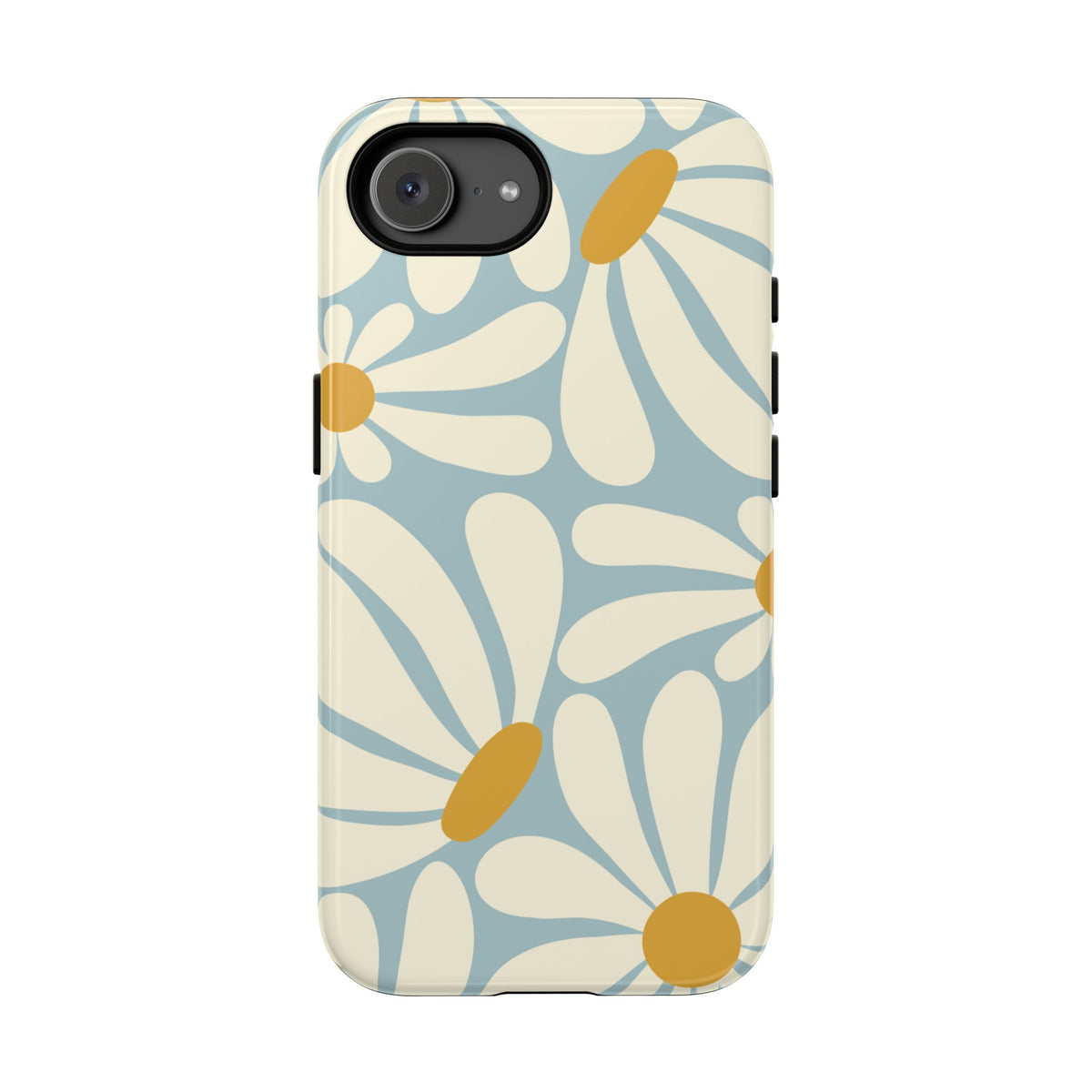 Retro Light Blue Daisy Pattern Phone Case - Blue Phone Case - iPhone 17e / Glossy