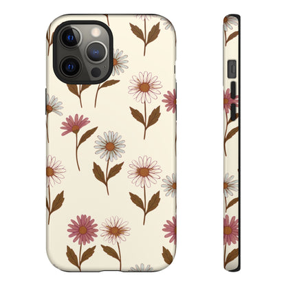 Pretty Cream & Rose Daisy Pattern Phone Case