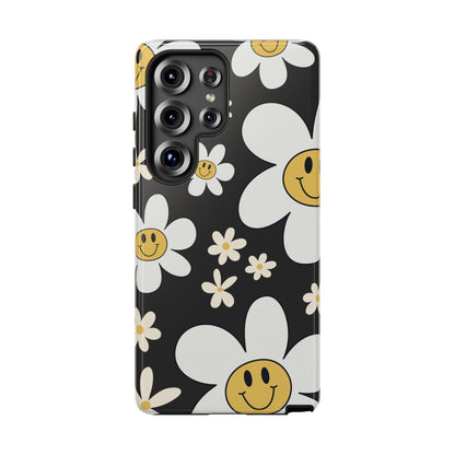 Fun Retro Daisy Pattern with Dark Grey Background Phone Case - Grey Phone Case - Samsung Galaxy S25 Ultra / Glossy