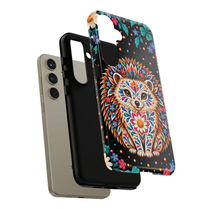 Vibrant Orange and Turquoise Calavera Hedgehog Phone Case - Multicolor Phone Case