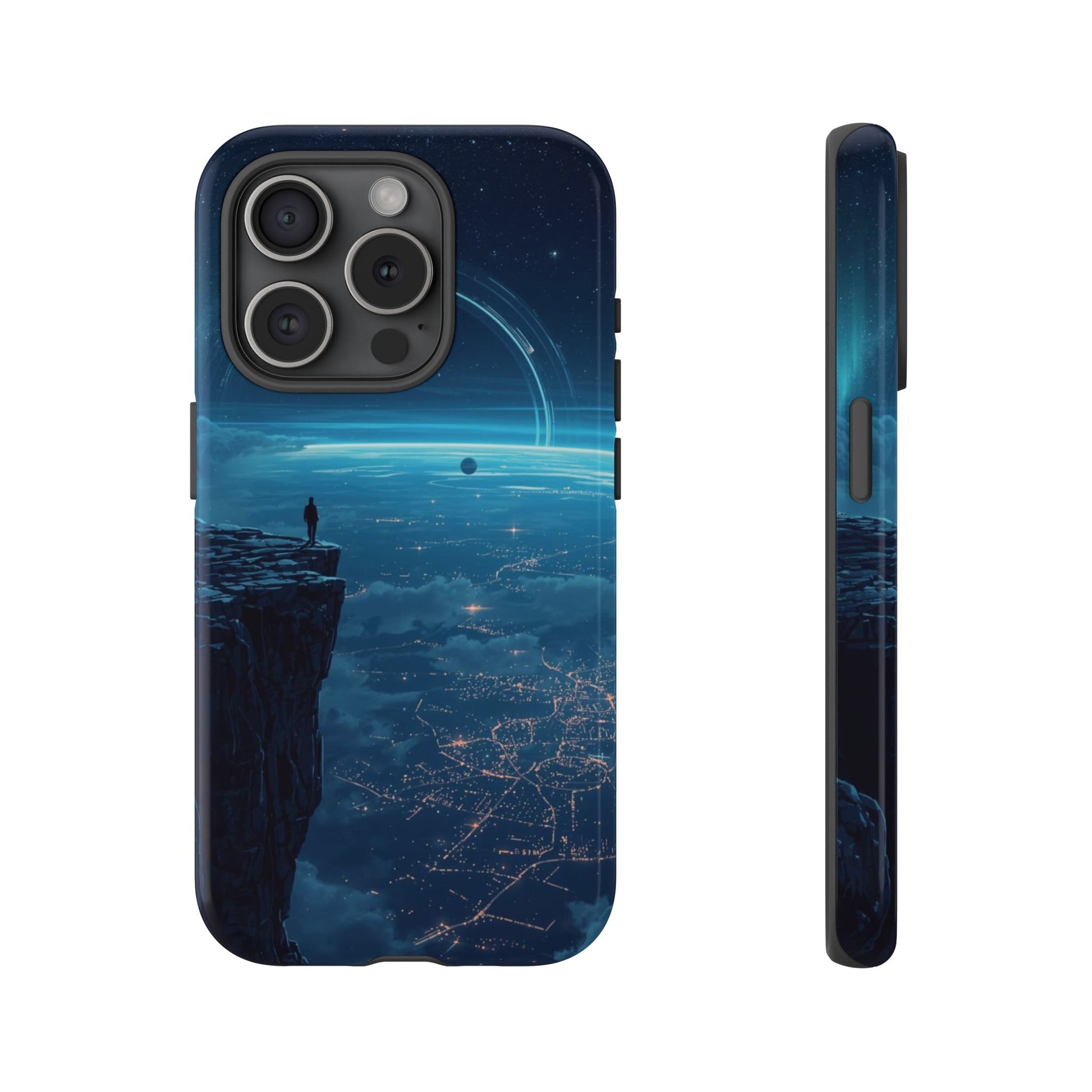 Orbital Ring Horizon Sci-fi Phone Case - Blue Phone Case - iPhone 15 Pro / Glossy