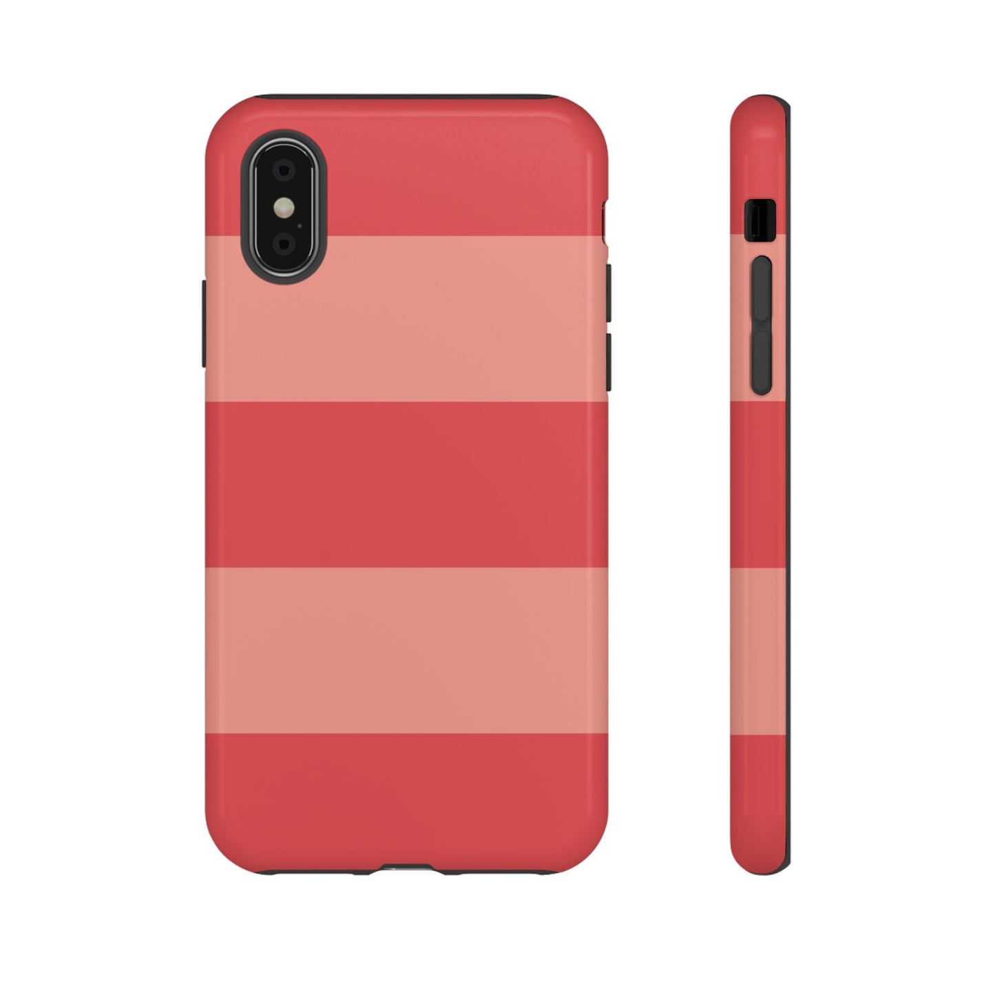 iPhone X / Glossy Phone Case - Pink Horizontal Stripe Pattern Phone Case