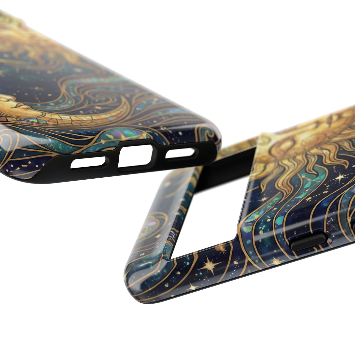 Elegant Teal & Gold Sun and Moon Phone Case