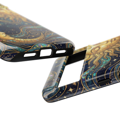 Elegant Teal & Gold Sun and Moon Phone Case