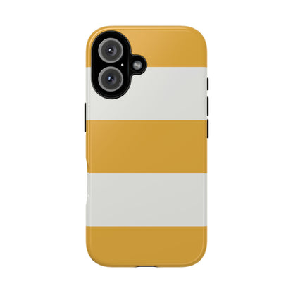 iPhone 16 / Glossy Phone Case - Yellow & White Horizontal Stripe Pattern Phone Case