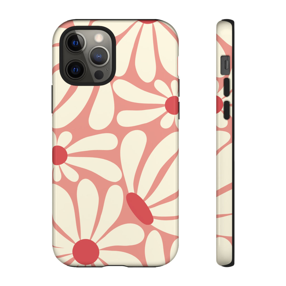 Cute Retro Pink Daisy Pattern Phone Case - Pink Phone Case - iPhone 12 Pro / Glossy