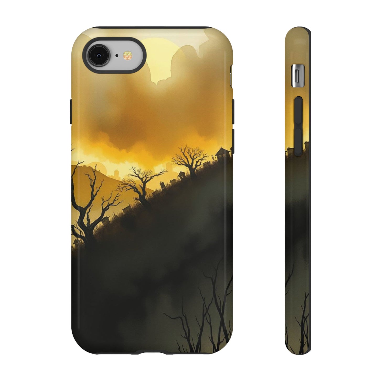 iPhone 8 / Glossy Phone Case - Eerie Graveyard Watercolour Design Phone Case
