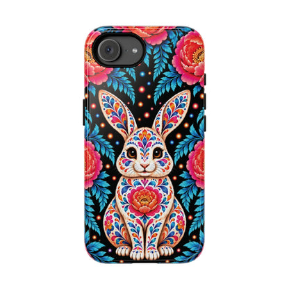 Cute Pink and Turquoise Calavera Bunny Phone Case - Multicolor Phone Case - iPhone 17e / Glossy
