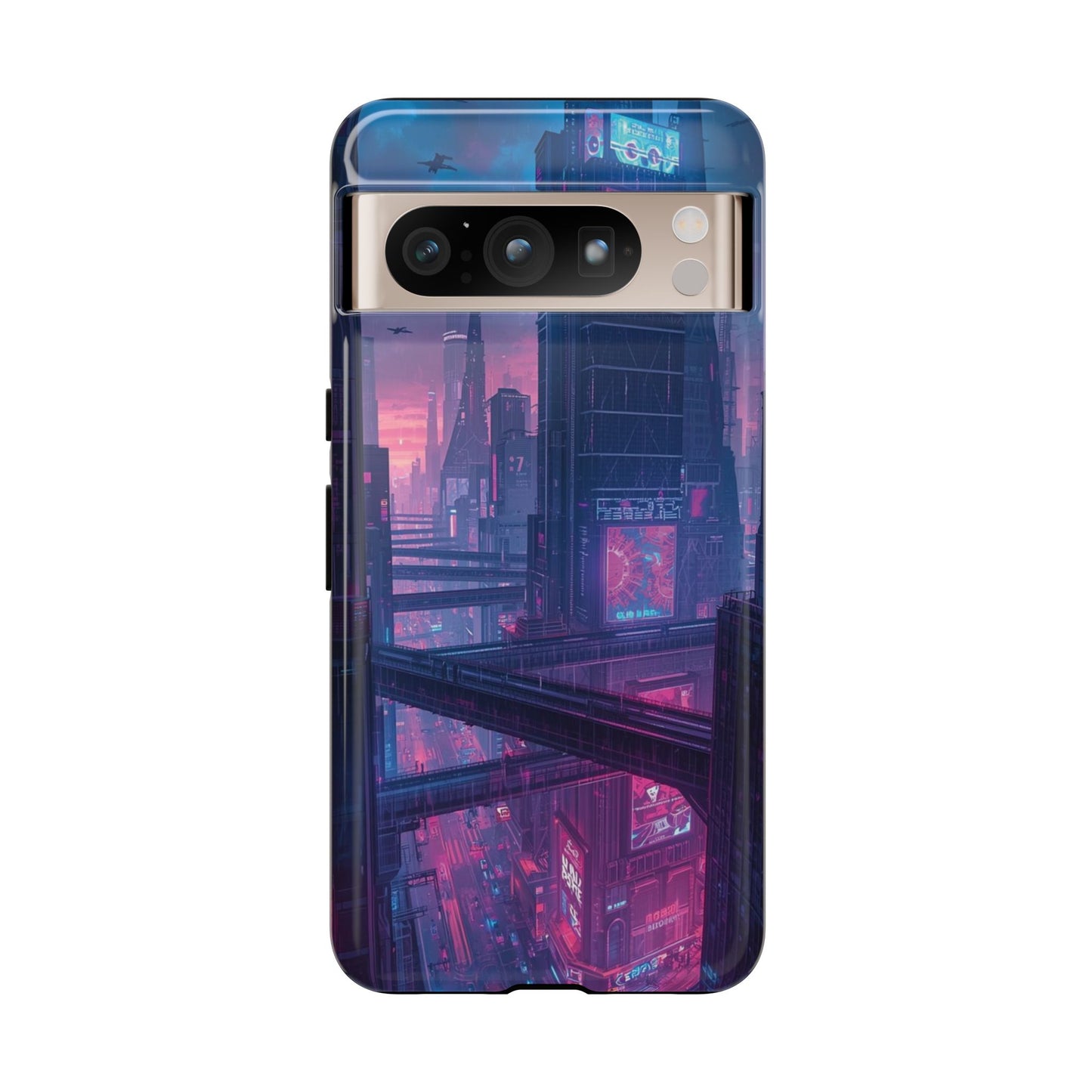 Neon Cyberpunk Megacity Sci-fi Phone Case - Blue Phone Case - Google Pixel 8 Pro / Glossy