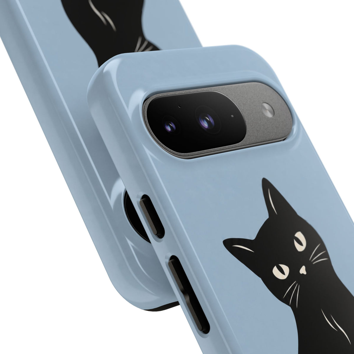 Minimalist Powder Blue & Black Cat Phone Case