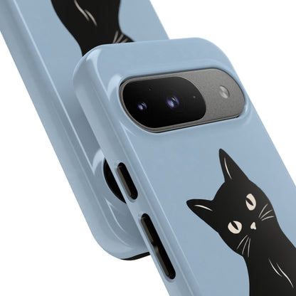 Minimalist Powder Blue & Black Cat Phone Case