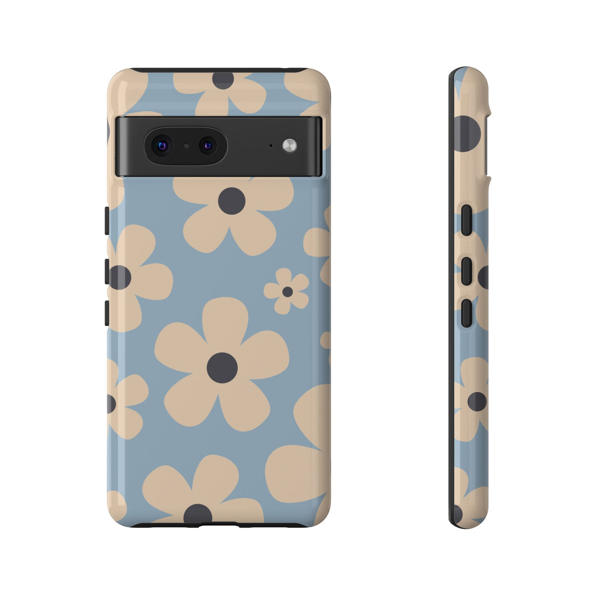 Cute Light Blue & Cream Daisy Pattern Phone Case - Blue Phone Case - Google Pixel 7 / Glossy