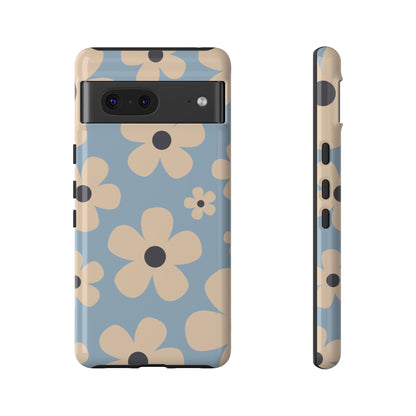 Cute Light Blue & Cream Daisy Pattern Phone Case - Blue Phone Case - Google Pixel 7 / Glossy